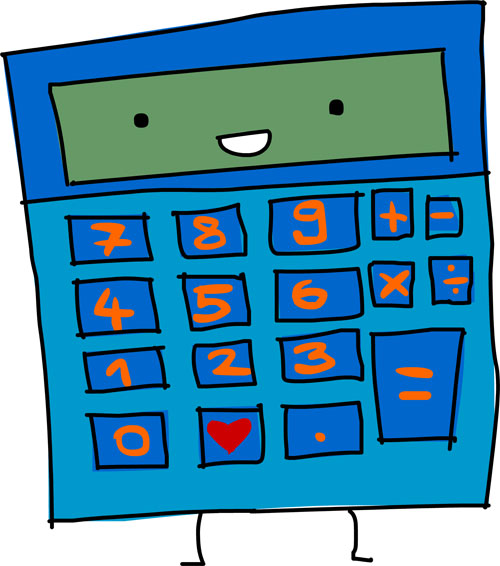 Picture of a cartoon calculator