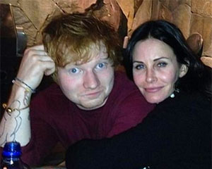 Picture of Ed Sheeran cuddling Courteney Cox