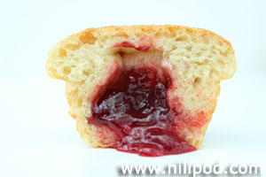 Close-up photo of the jam in a duffin
