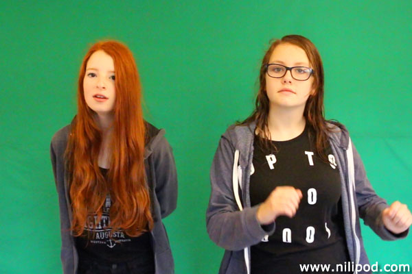 Filming against green screen
