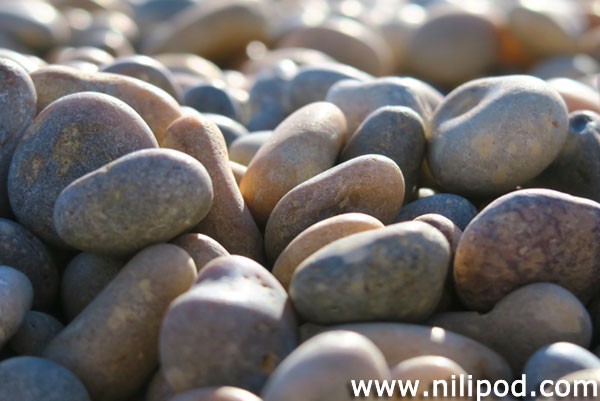 Photo of beach pebbles, forming background pattern