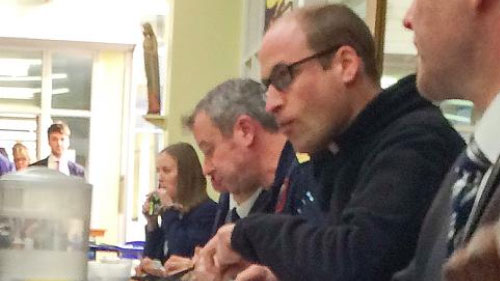Picture of Prince William eating in school canteen