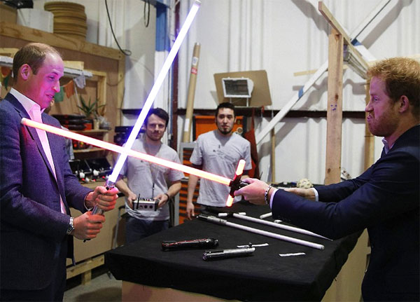 Picture of Prince William and Prince Harry Playing Star Wars game