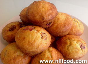 Photo of raspberry muffins in pile