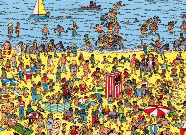 Where's Wally game on the beach