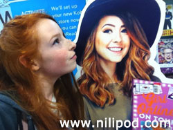 Nia with Zoella cardboard cut-out